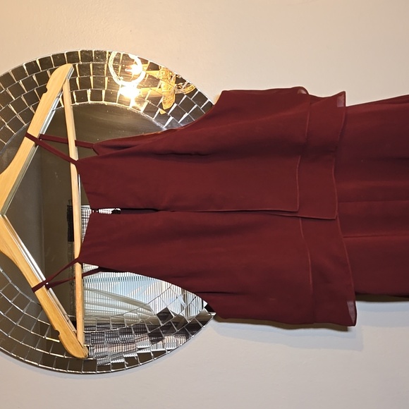 Jenny Yoo Charlie Tiered Ruffle Chiffon High-Neck Maxi Bridesmaid Gown In Merlot - Picture 7 of 13